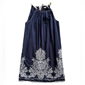 Max Studio 100% Cotton Sophie Max Botanical Embroidered Summer Dress, Size Small